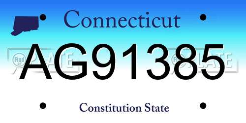 AG91385 Connecticut License Plate
