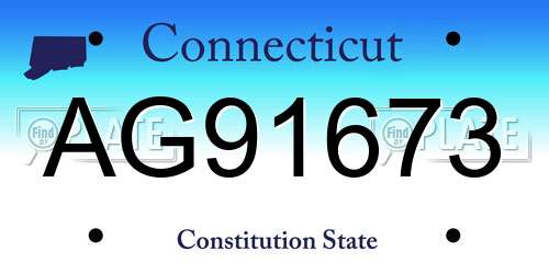 AG91673 Connecticut License Plate