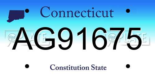AG91675 Connecticut License Plate