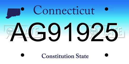 AG91925 Connecticut License Plate