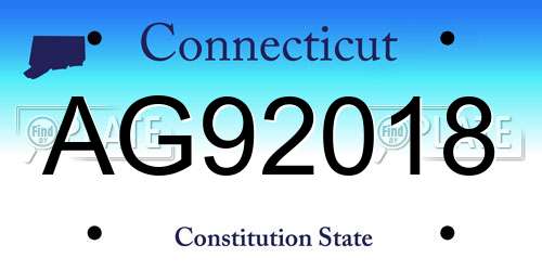 AG92018 Connecticut License Plate