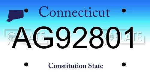 AG92801 Connecticut License Plate