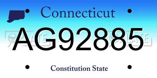 AG92885 Connecticut License Plate