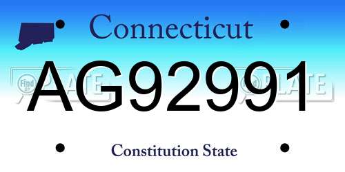 AG92991 Connecticut License Plate