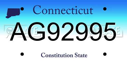 AG92995 Connecticut License Plate