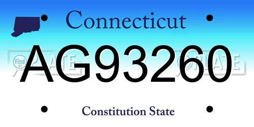 AG93260 Connecticut License Plate