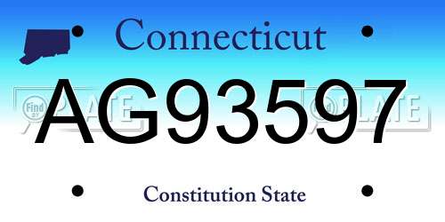 AG93597 Connecticut License Plate