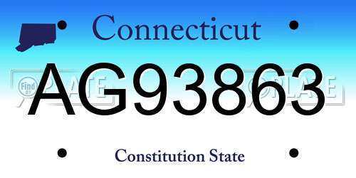 AG93863 Connecticut License Plate