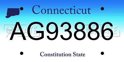 AG93886 Connecticut License Plate