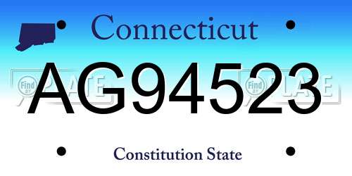AG94523 Connecticut License Plate