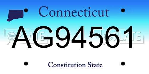 AG94561 Connecticut License Plate