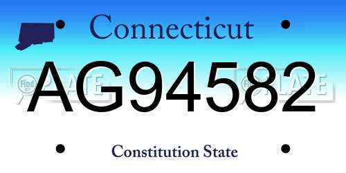AG94582 Connecticut License Plate