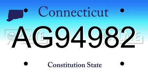 AG94982 Connecticut License Plate