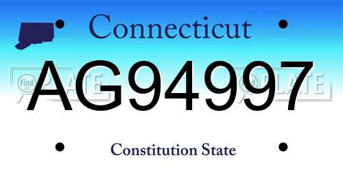 AG94997 Connecticut License Plate