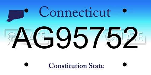 AG95752 Connecticut License Plate