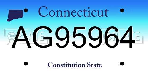 AG95964 Connecticut License Plate