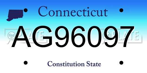 AG96097 Connecticut License Plate