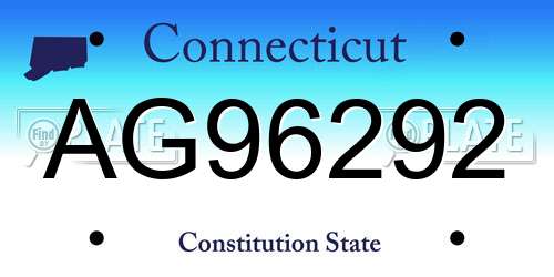 AG96292 Connecticut License Plate