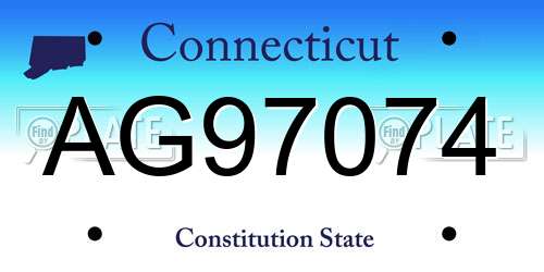 AG97074 Connecticut License Plate