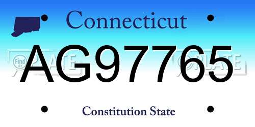 AG97765 Connecticut License Plate