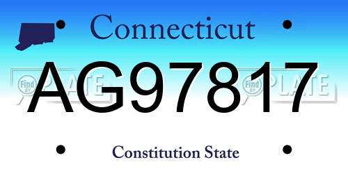AG97817 Connecticut License Plate