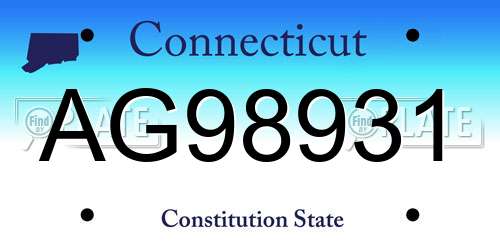 AG98931 Connecticut License Plate