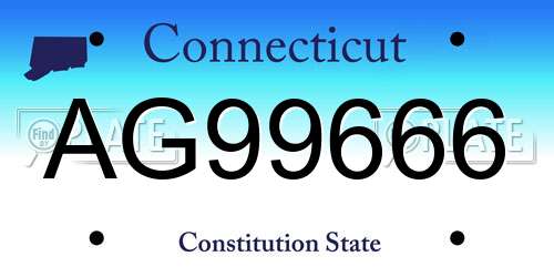 AG99666 Connecticut License Plate