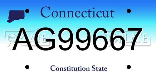 AG99667 Connecticut License Plate