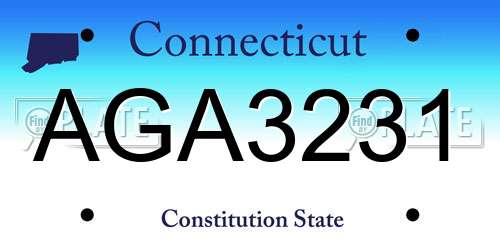 AGA3231 Connecticut License Plate