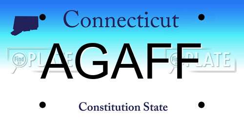 AGAFF Connecticut License Plate