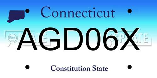 AGD06X Connecticut License Plate