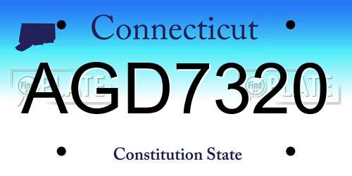 AGD7320 Connecticut License Plate