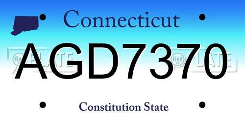 AGD7370 Connecticut License Plate