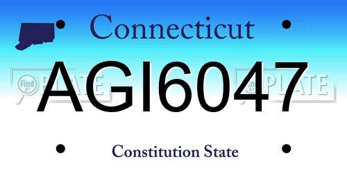 AGI6047 Connecticut License Plate