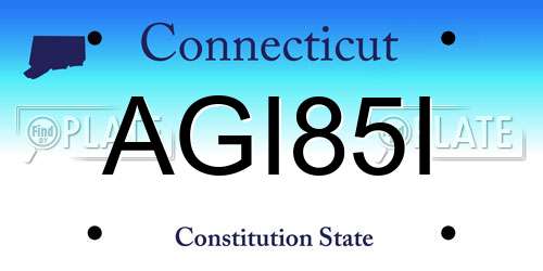 AGI85I Connecticut License Plate