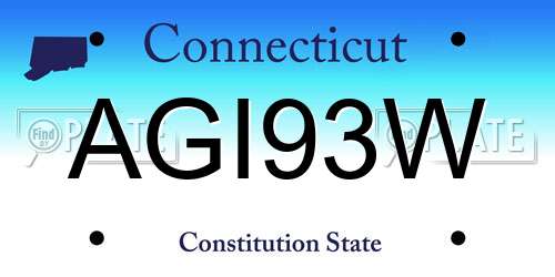 AGI93W Connecticut License Plate