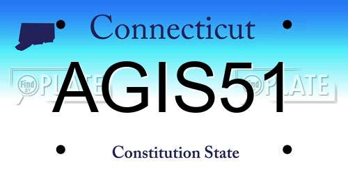 AGIS51 Connecticut License Plate
