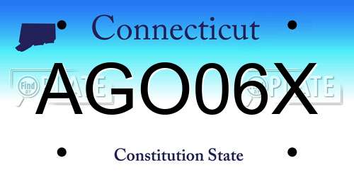 AGO06X Connecticut License Plate