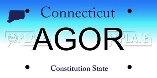 AGOR Connecticut License Plate