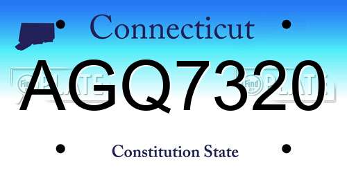 AGQ7320 Connecticut License Plate