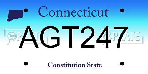 AGT247 Connecticut License Plate