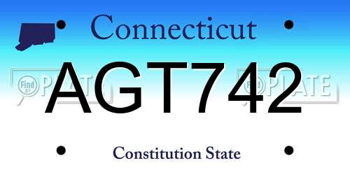 AGT742 Connecticut License Plate