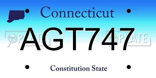 AGT747 Connecticut License Plate