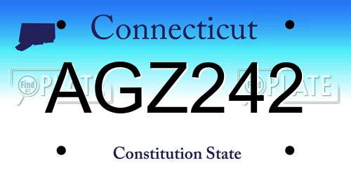 AGZ242 Connecticut License Plate