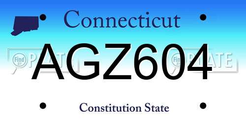 AGZ604 Connecticut License Plate