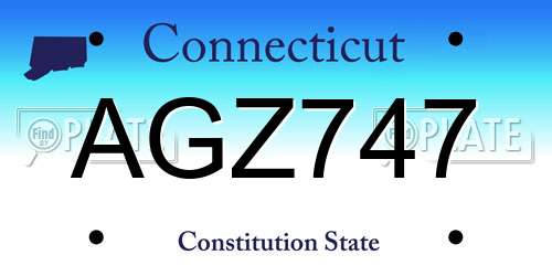 AGZ747 Connecticut License Plate