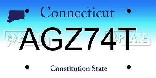 AGZ74T Connecticut License Plate