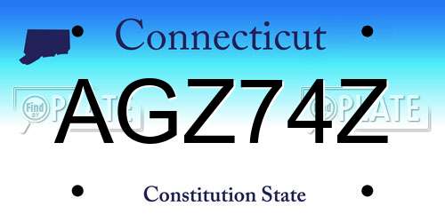 AGZ74Z Connecticut License Plate