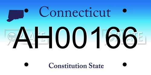 AH00166 Connecticut License Plate