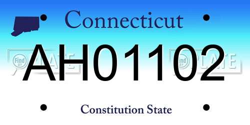 AH01102 Connecticut License Plate